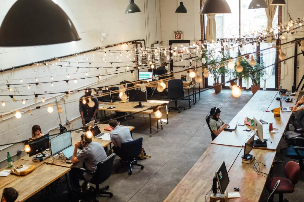 overhead shot of modern office